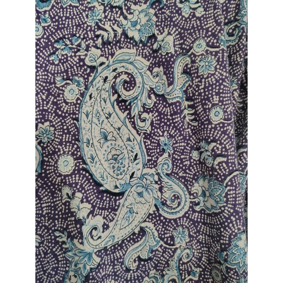 Pure Jill Purple Paisley Balloon Sleeve Blouse Size Medium Tall Boho - Picture 9 of 9